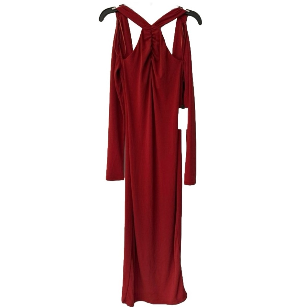 ASTR Wrapped Strap Women’s Red Maroon Rust Polyester Maxi Dress Size Small - Picture 2 of 11